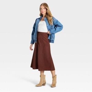 Faux Suede A Line Midi Skirt Universal Thread - NWT sz8